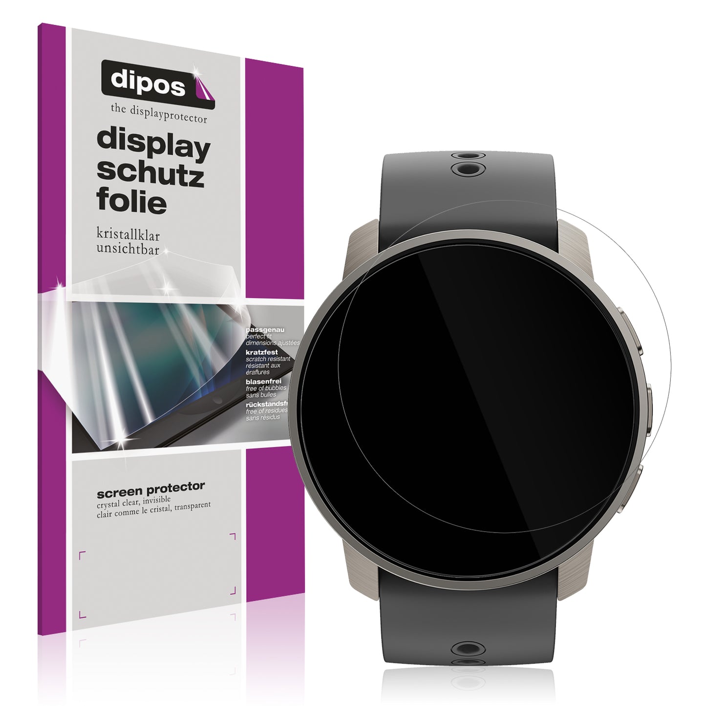 Klare Displayschutzfolie von dipos passend für Suunto Peak Pro, präziser Zuschnitt und blasenfrei montiert