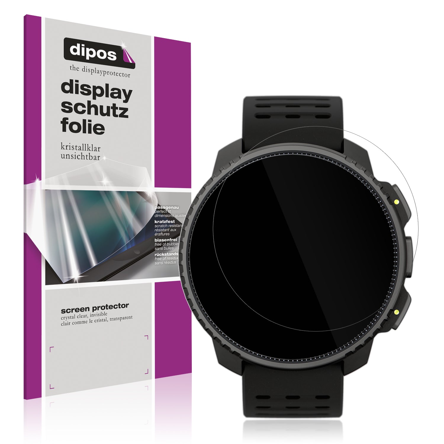 Klare Displayschutzfolie von dipos passend für Suunto Vertical, präziser Zuschnitt und blasenfrei montiert