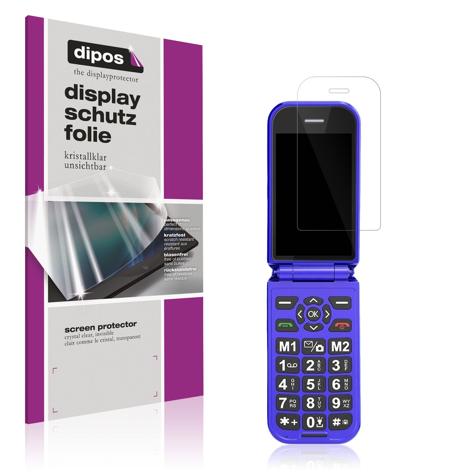 Klare Displayschutzfolie von dipos passend für Sweetlink F4 Plus, präziser Zuschnitt und blasenfrei montiert