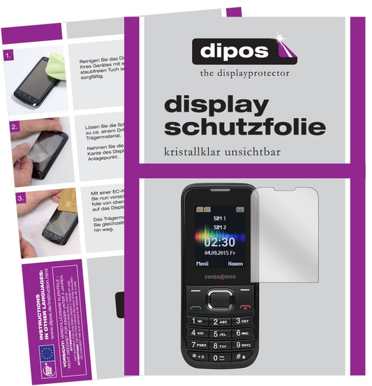 Klare Displayschutzfolie von dipos passend für Swisstone SC 230, präziser Zuschnitt und blasenfrei montiert