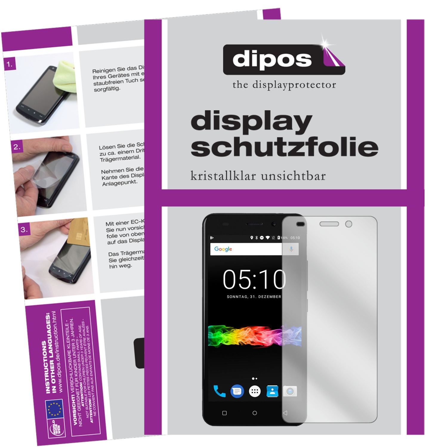 Klare Displayschutzfolie von dipos passend für Swisstone SD 510, präziser Zuschnitt und blasenfrei montiert