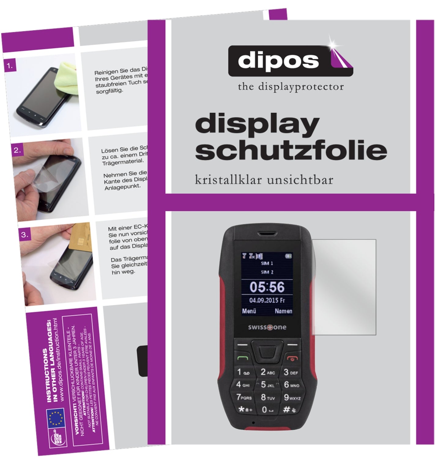 Klare Displayschutzfolie von dipos passend für Swisstone SX 567, präziser Zuschnitt und blasenfrei montiert