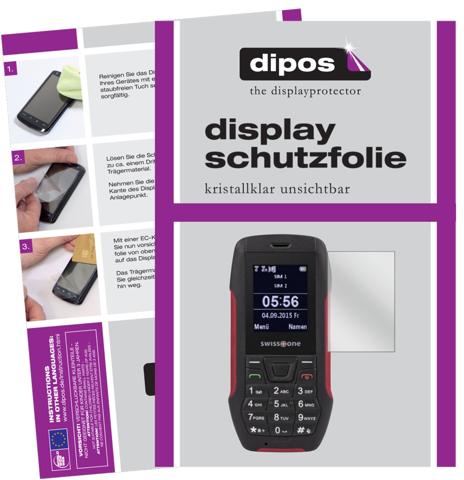 Klare Displayschutzfolie von dipos passend für Swisstone SX 567, präziser Zuschnitt und blasenfrei montiert