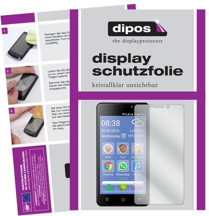 Klare Displayschutzfolie von dipos passend für Switel eSmart M2, präziser Zuschnitt und blasenfrei montiert