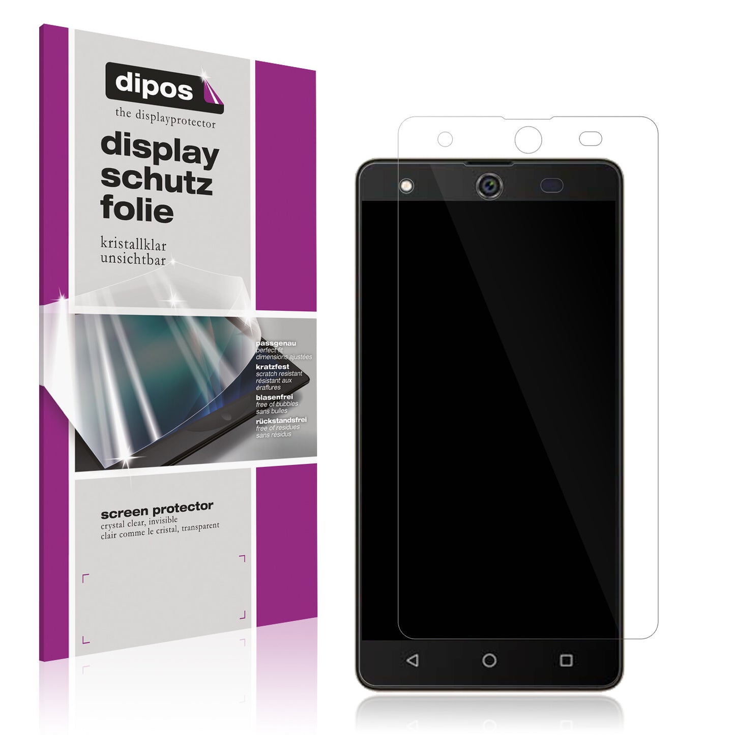 Klare Displayschutzfolie von dipos passend für Symphony i10, präziser Zuschnitt und blasenfrei montiert