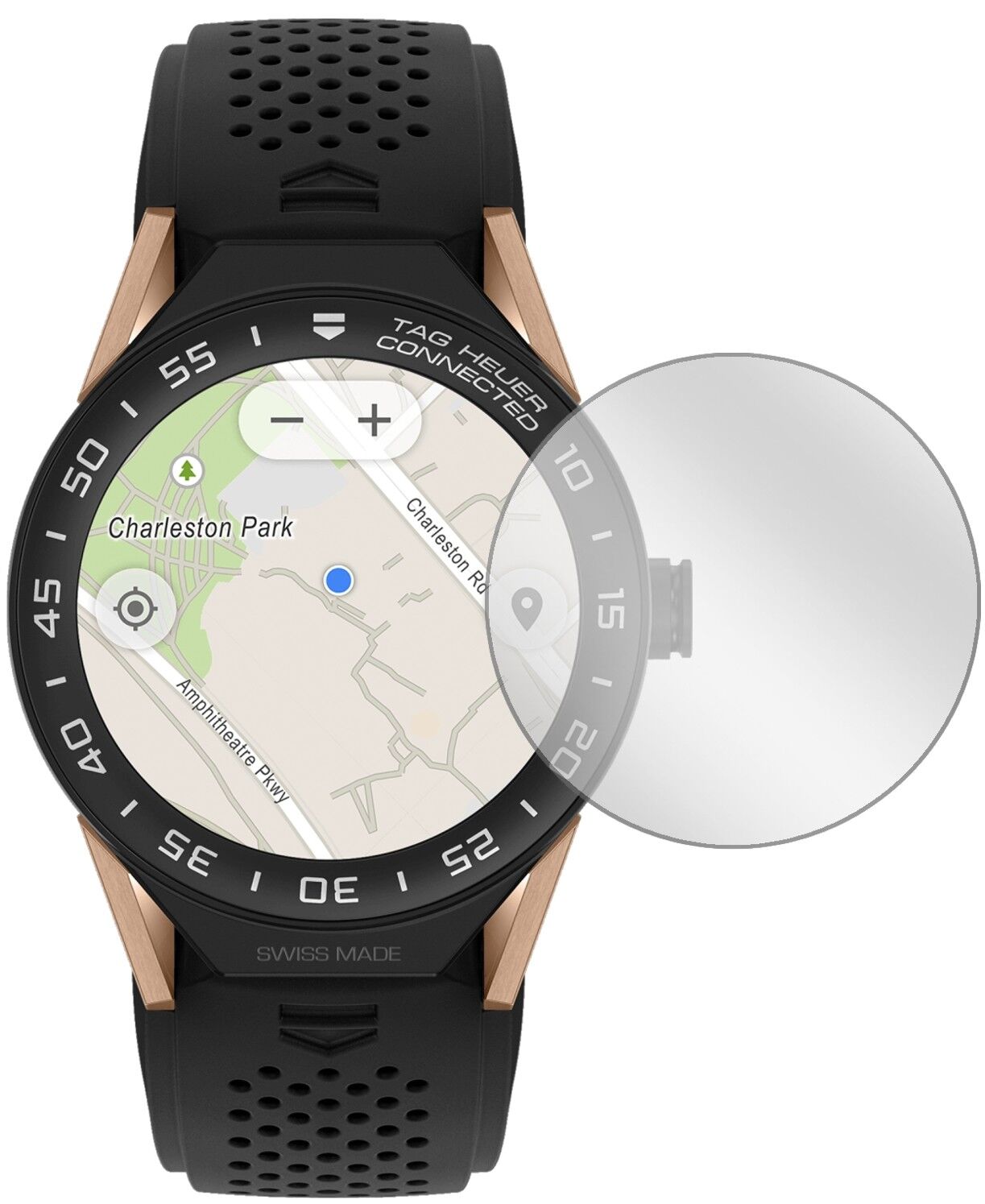 Klare Displayschutzfolie von dipos passend für Tag Heuer Connected Modular 45, präziser Zuschnitt und blasenfrei montiert