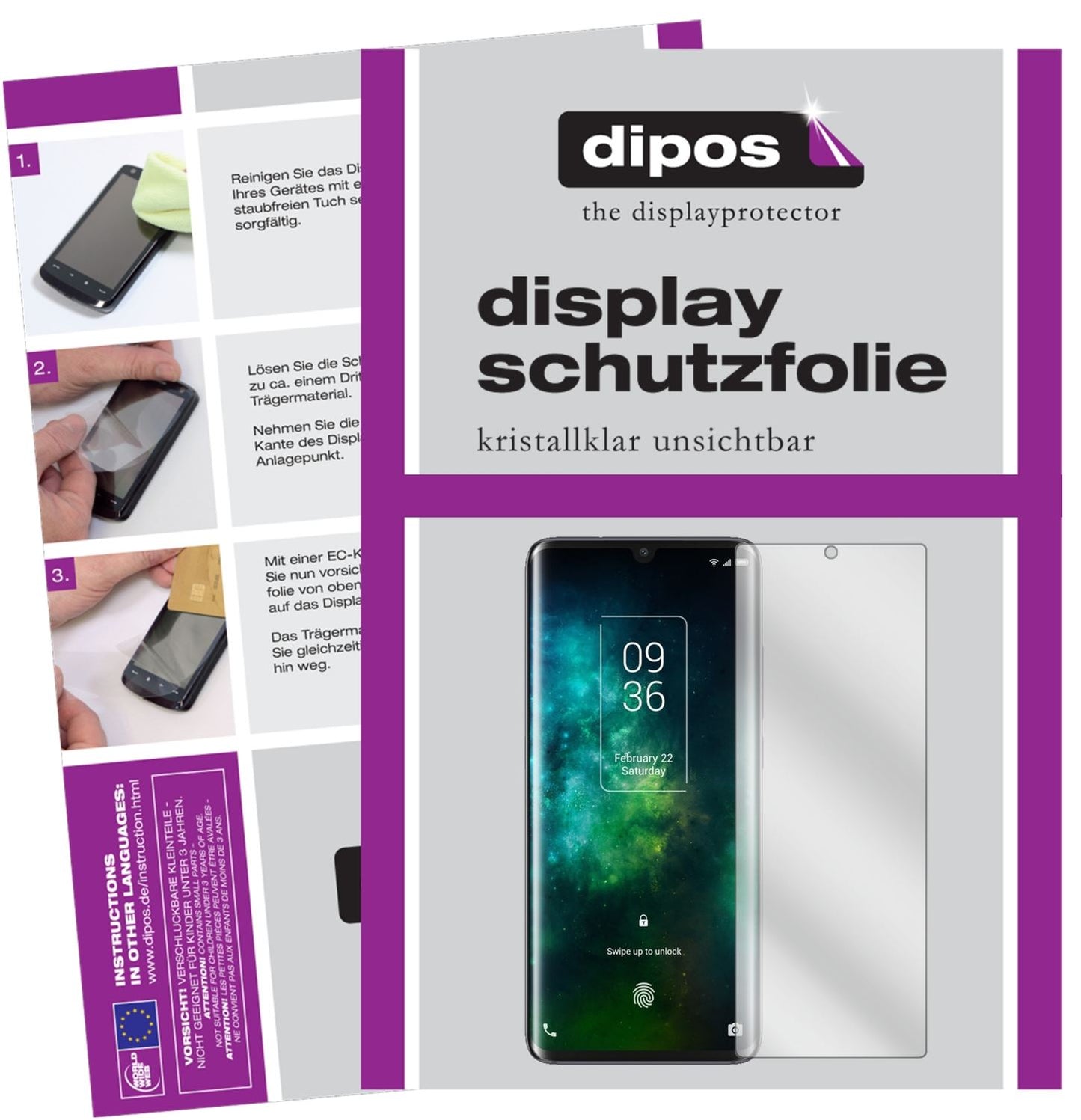 Klare Displayschutzfolie von dipos passend für TCL 10 Pro, präziser Zuschnitt und blasenfrei montiert
