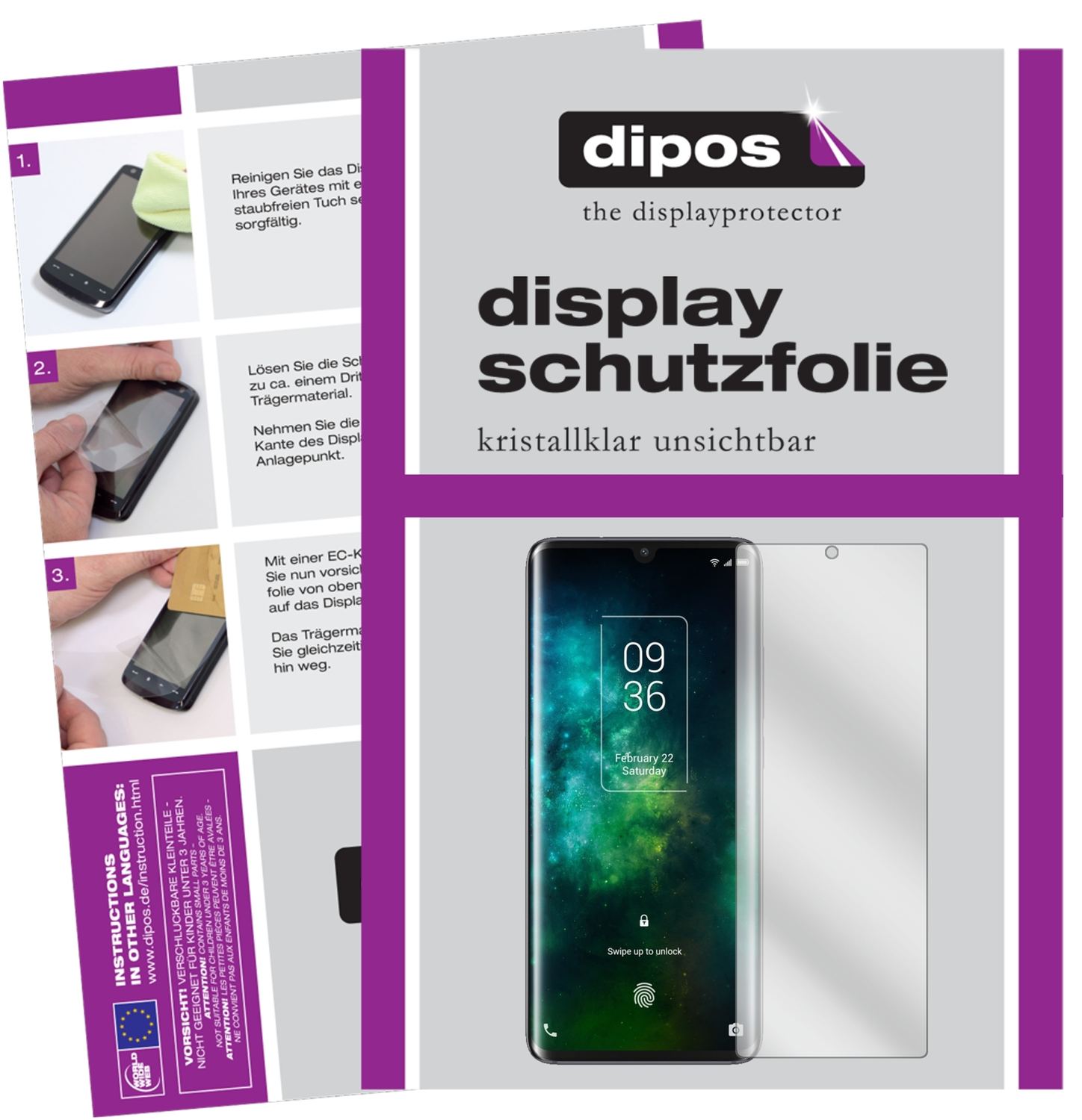 Klare Displayschutzfolie von dipos passend für TCL 10 Pro, präziser Zuschnitt und blasenfrei montiert