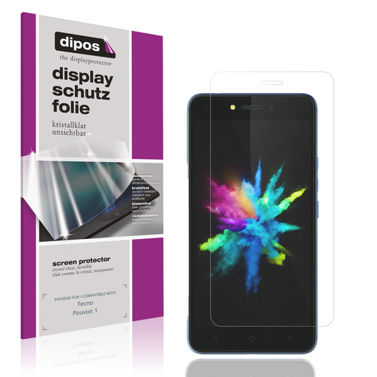 Klare Displayschutzfolie von dipos passend für Tecno Pouvoir 1, präziser Zuschnitt und blasenfrei montiert