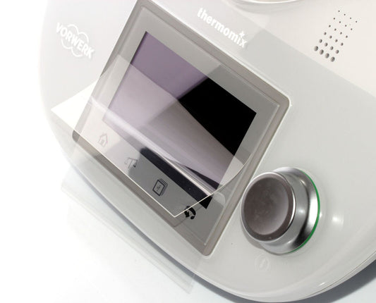 Klare Displayschutzfolie von dipos passend für Thermomix TM5 (Modell 2014) Vorwerk, präziser Zuschnitt und blasenfrei montiert