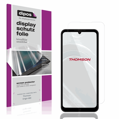 Klare Displayschutzfolie von dipos passend für Thomson Origin 680, präziser Zuschnitt und blasenfrei montiert