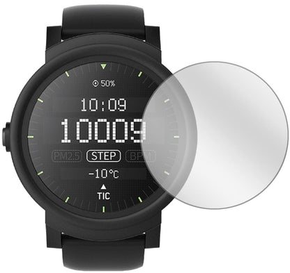 Klare Displayschutzfolie von dipos passend für Ticwatch E Smartwatch, präziser Zuschnitt und blasenfrei montiert
