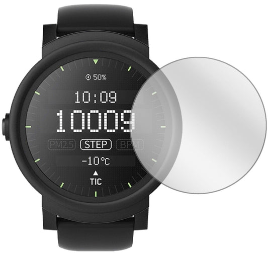 Klare Displayschutzfolie von dipos passend für Ticwatch E Smartwatch, präziser Zuschnitt und blasenfrei montiert