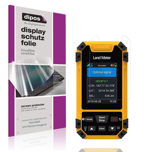 Klare Displayschutzfolie von dipos passend für TIKATARER GPS-Flächenmessgerät, präziser Zuschnitt und blasenfrei montiert