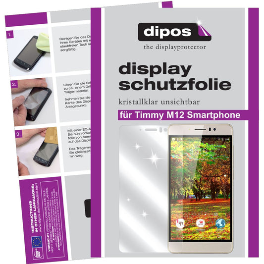 Klare Displayschutzfolie von dipos passend für Timmy M12 Smartphone, präziser Zuschnitt und blasenfrei montiert