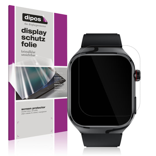 Klare Displayschutzfolie von dipos passend für TK16 Smartwatch 2.04 Zoll, präziser Zuschnitt und blasenfrei montiert