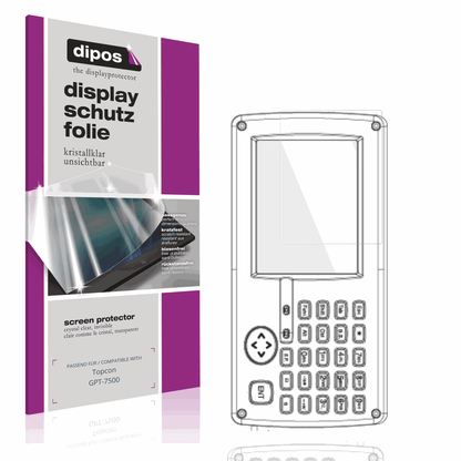 Klare Displayschutzfolie von dipos passend für Topcon GPT-7500, präziser Zuschnitt und blasenfrei montiert