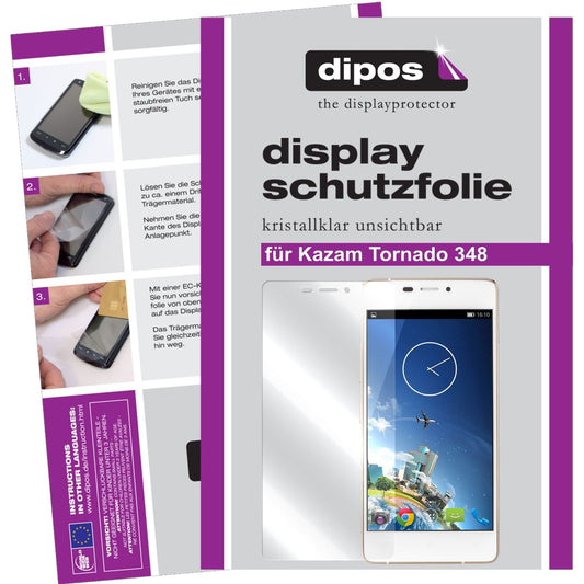 Klare Displayschutzfolie von dipos passend für Tornado 348 Kazam, präziser Zuschnitt und blasenfrei montiert