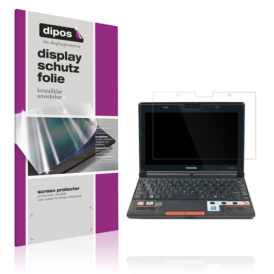 Klare Displayschutzfolie von dipos passend für Toshiba NB550D 10 Zoll, präziser Zuschnitt und blasenfrei montiert