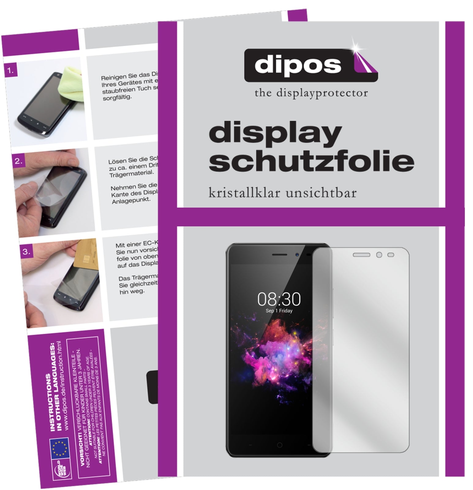 Klare Displayschutzfolie von dipos passend für TP-LINK Neffos X1 Lite, präziser Zuschnitt und blasenfrei montiert