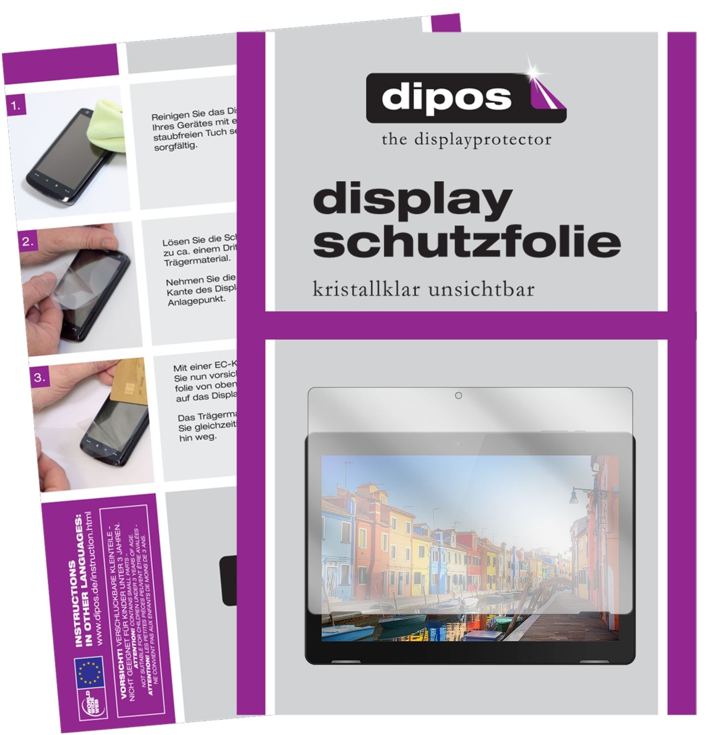 Klare Displayschutzfolie von dipos passend für TrekStor Surftab B10, präziser Zuschnitt und blasenfrei montiert