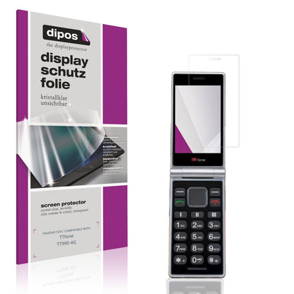 Klare Displayschutzfolie von dipos passend für TTfone TT990 4G, präziser Zuschnitt und blasenfrei montiert