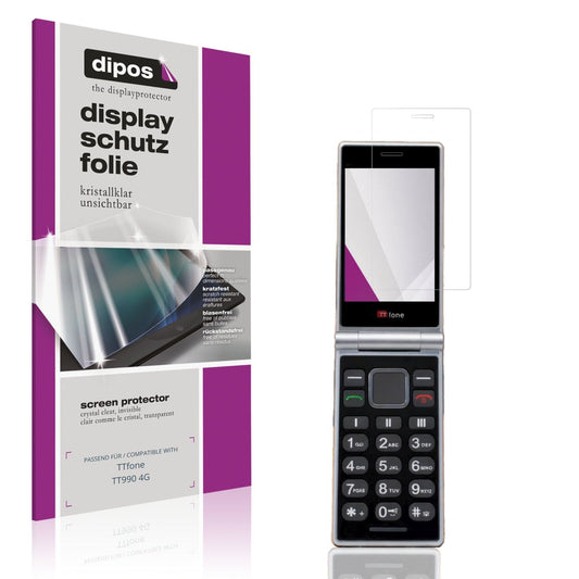 Klare Displayschutzfolie von dipos passend für TTfone TT990 4G, präziser Zuschnitt und blasenfrei montiert
