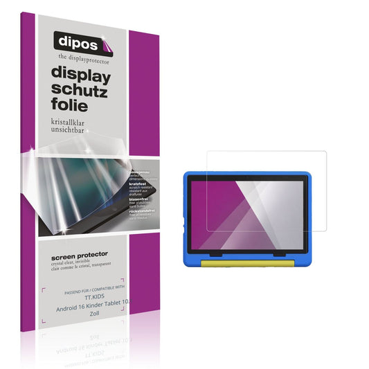 Klare Displayschutzfolie von dipos passend für TT.KIDS Android 16 Kinder Tablet 10.1 Zoll, präziser Zuschnitt und blasenfrei montiert