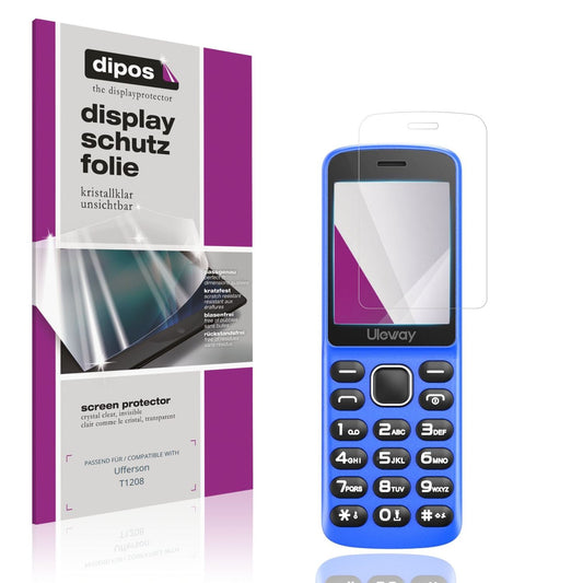 Klare Displayschutzfolie von dipos passend für Ufferson T1208, präziser Zuschnitt und blasenfrei montiert