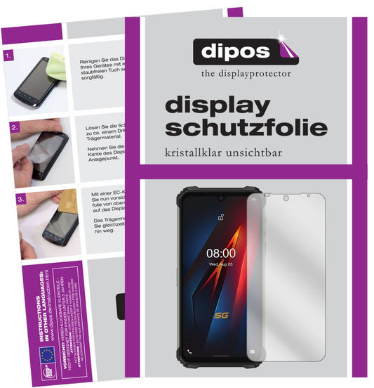 Klare Displayschutzfolie von dipos passend für Ulefone Armor 8 Pro, präziser Zuschnitt und blasenfrei montiert