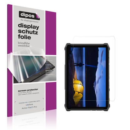 Klare Displayschutzfolie von dipos passend für Ulefone Armor Pad 5 Pro, präziser Zuschnitt und blasenfrei montiert