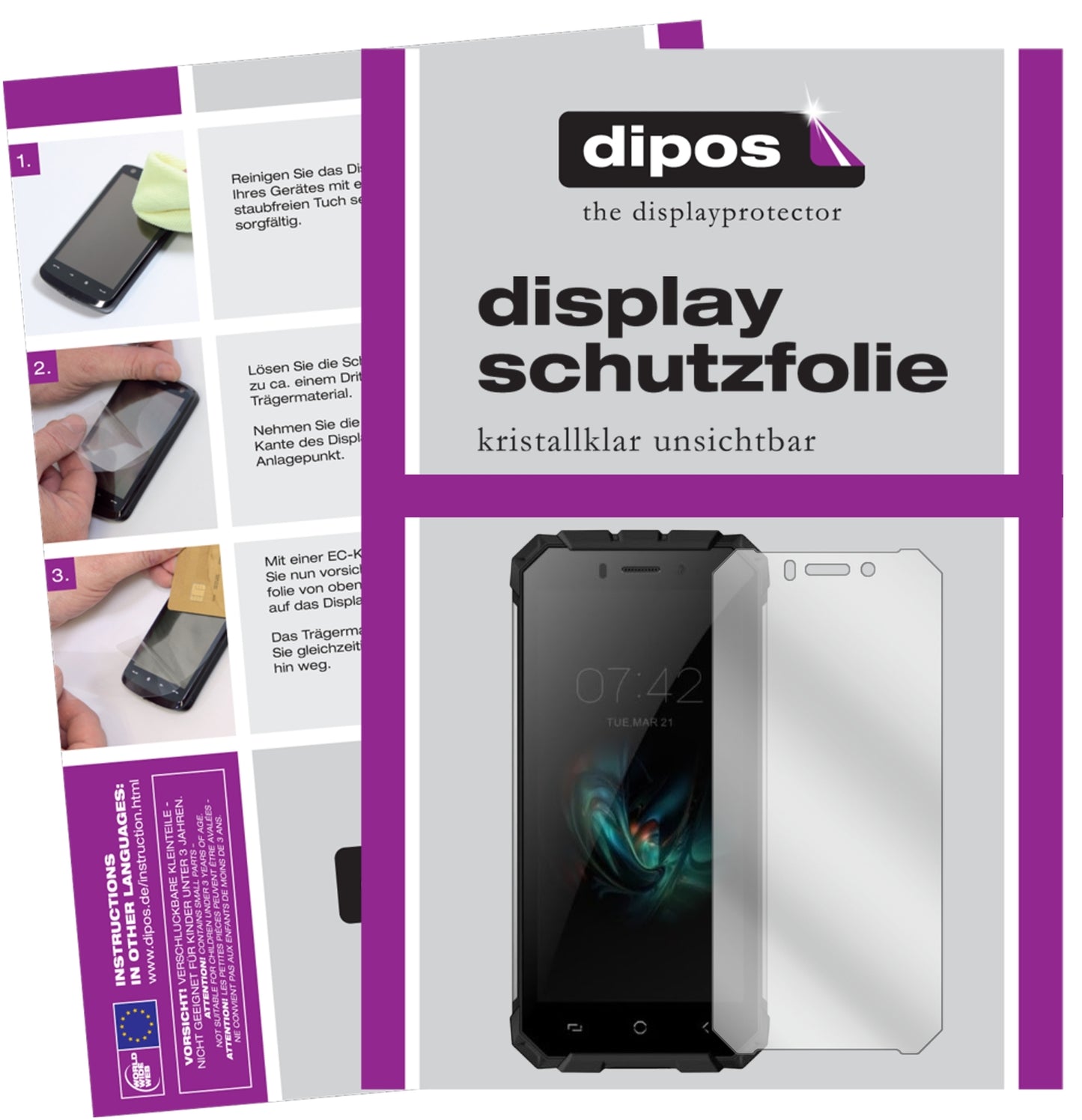 Klare Displayschutzfolie von dipos passend für Ulefone Armor X, präziser Zuschnitt und blasenfrei montiert