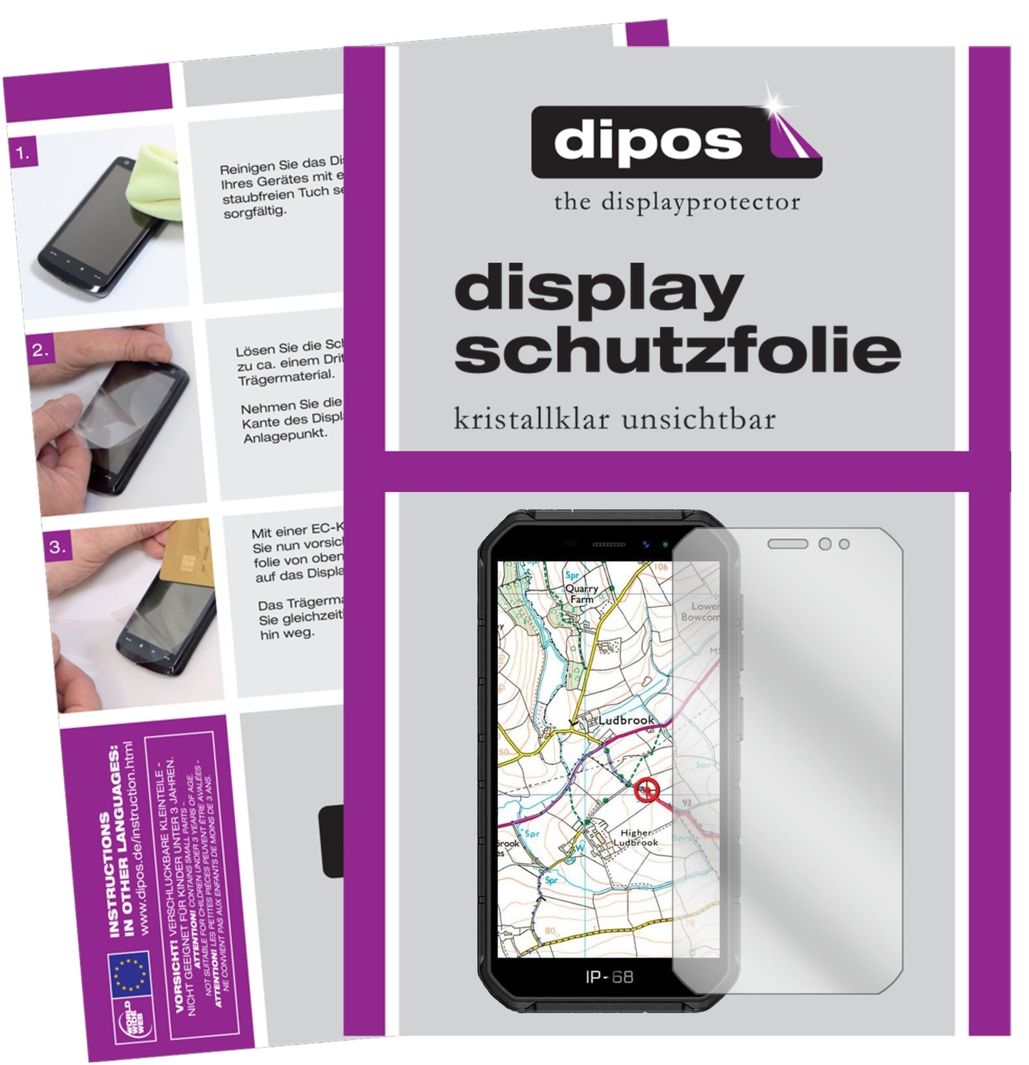 Klare Displayschutzfolie von dipos passend für Ulefone Armor X7 Pro, präziser Zuschnitt und blasenfrei montiert