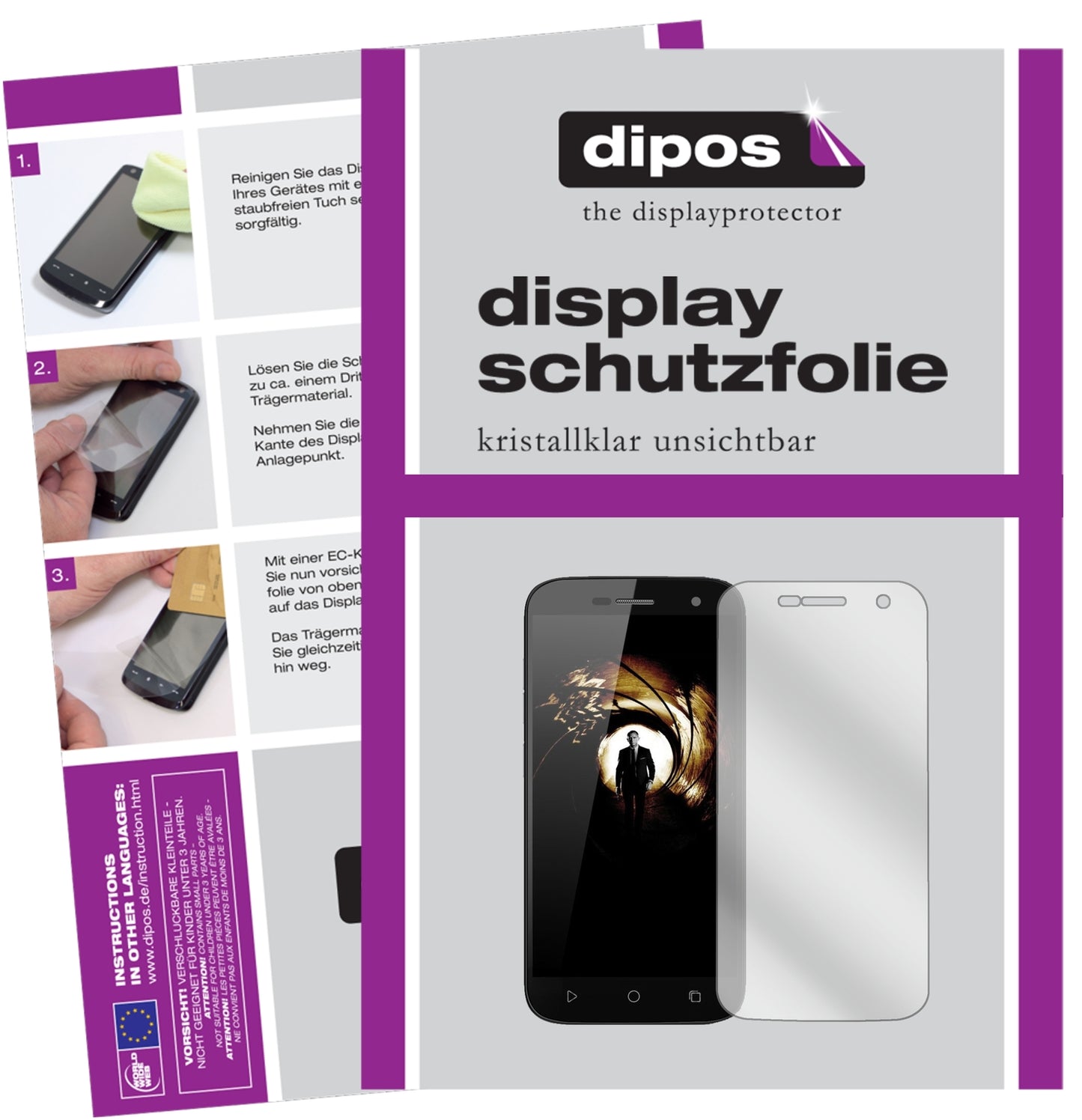 Klare Displayschutzfolie von dipos passend für Ulefone U007 Pro, präziser Zuschnitt und blasenfrei montiert