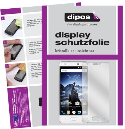 Klare Displayschutzfolie von dipos passend für Ulefone U008 Pro, präziser Zuschnitt und blasenfrei montiert
