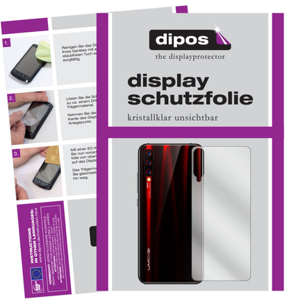 Klare Displayschutzfolie von dipos passend für Umidigi X Rückseite, präziser Zuschnitt und blasenfrei montiert