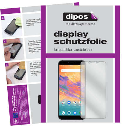 Klare Displayschutzfolie von dipos passend für Umidigi A3S, präziser Zuschnitt und blasenfrei montiert