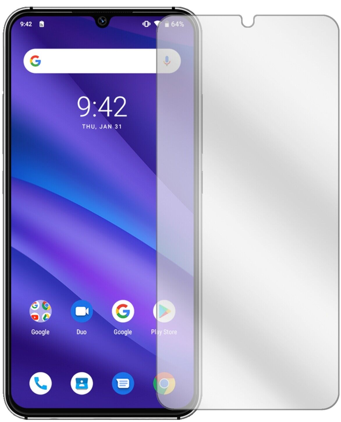 Klare Displayschutzfolie von dipos passend für Umidigi A5 Pro, präziser Zuschnitt und blasenfrei montiert