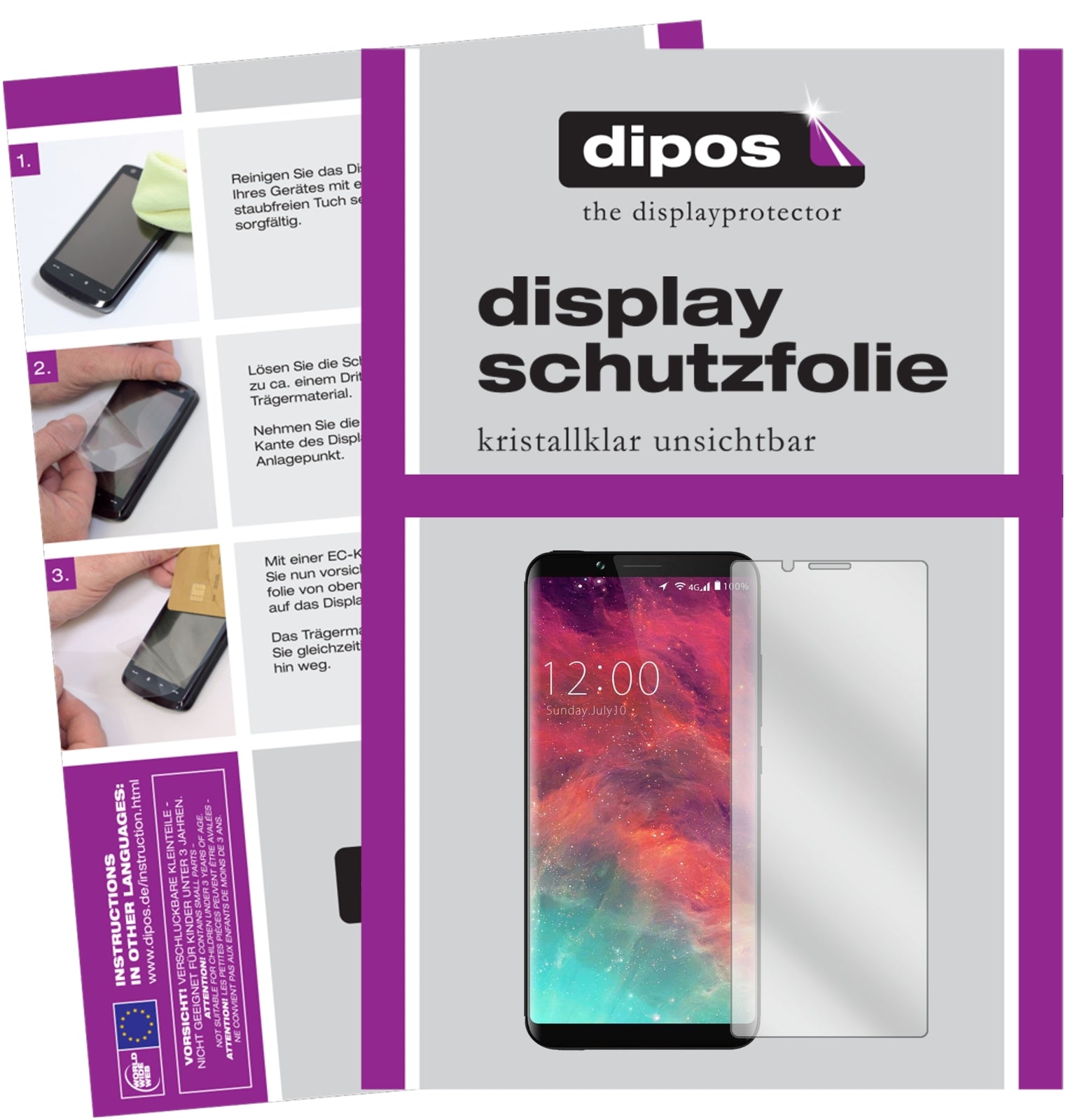 Klare Displayschutzfolie von dipos passend für Umidigi S2 Pro, präziser Zuschnitt und blasenfrei montiert