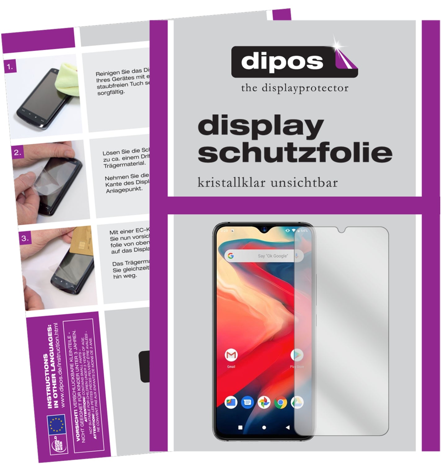Klare Displayschutzfolie von dipos passend für Umidigi S3 Pro, präziser Zuschnitt und blasenfrei montiert