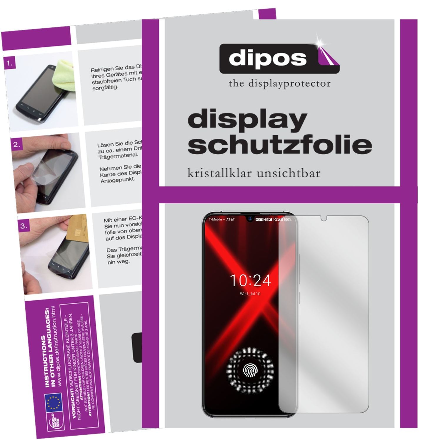 Klare Displayschutzfolie von dipos passend für Umidigi X, präziser Zuschnitt und blasenfrei montiert