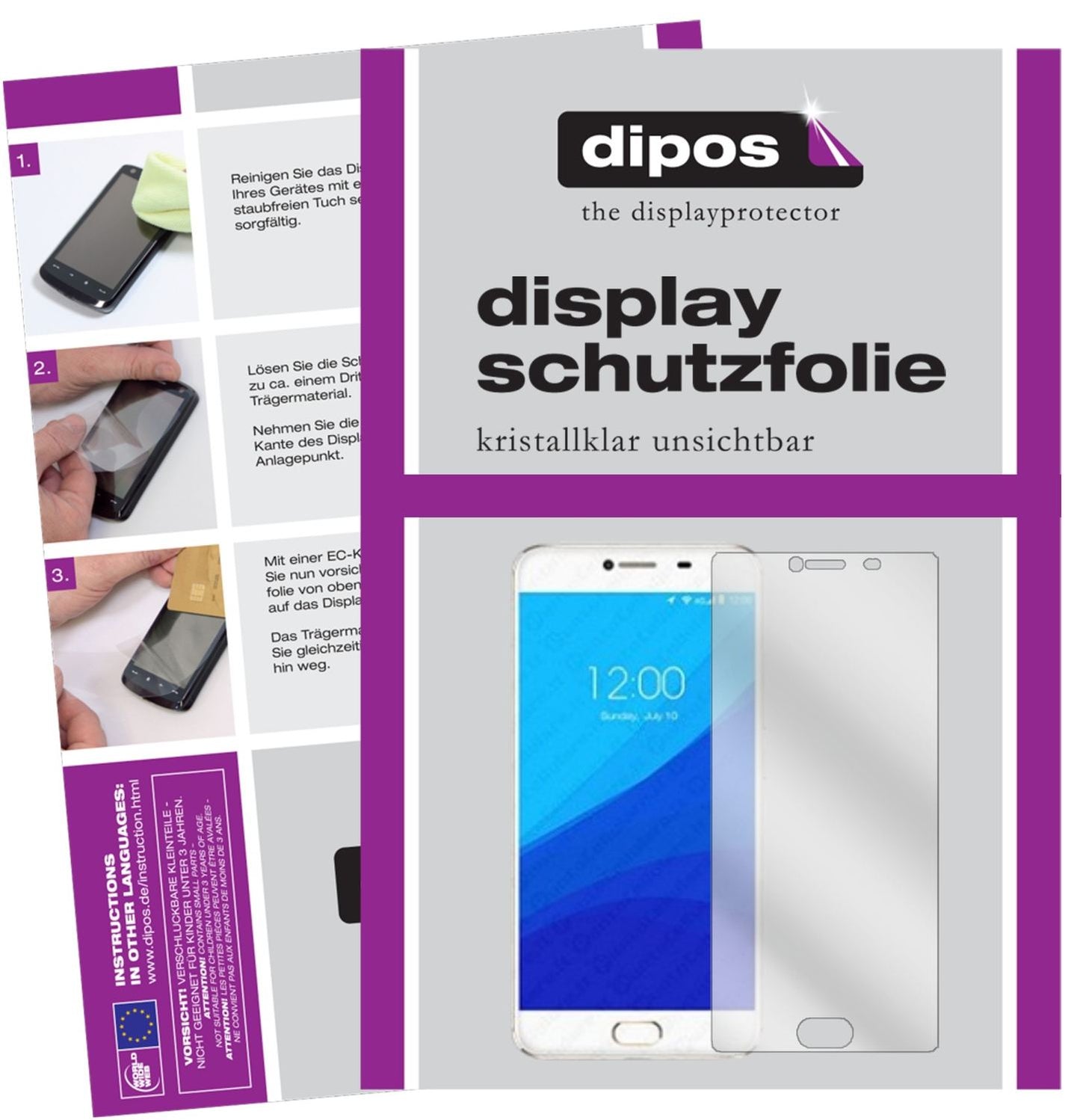 Klare Displayschutzfolie von dipos passend für Umidigi Z Pro, präziser Zuschnitt und blasenfrei montiert