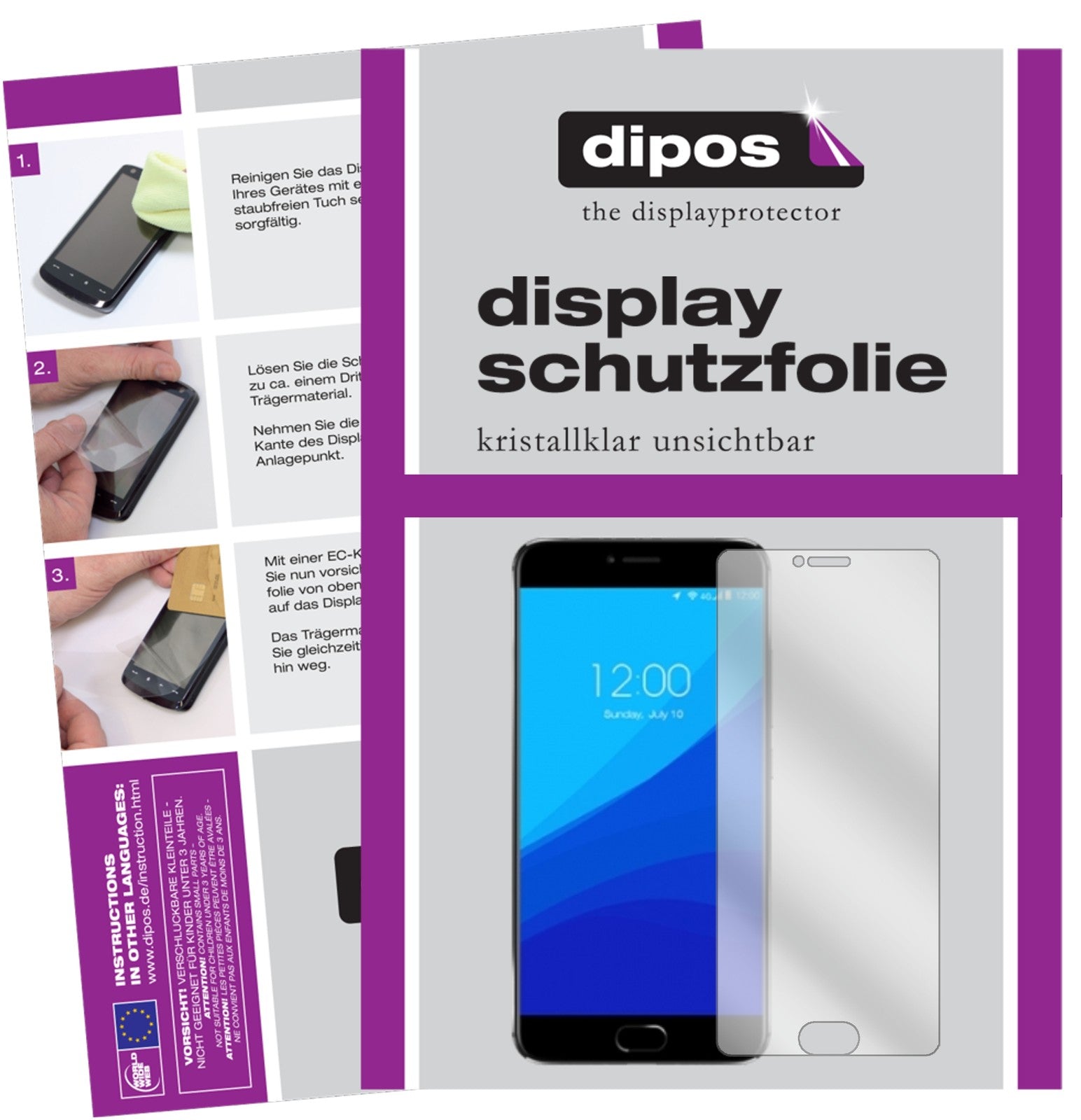 Klare Displayschutzfolie von dipos passend für Umidigi Z1, präziser Zuschnitt und blasenfrei montiert