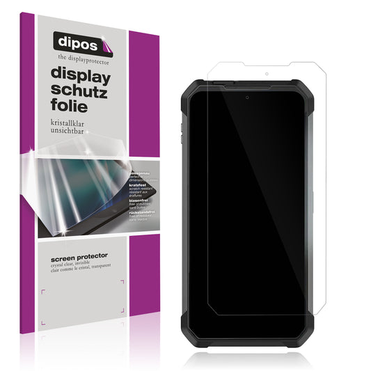 Klare Displayschutzfolie von dipos passend für Unihertz Tank 4 Pro, präziser Zuschnitt und blasenfrei montiert