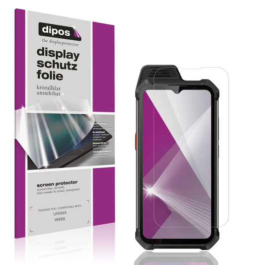 Klare Displayschutzfolie von dipos passend für UNIWA W888, präziser Zuschnitt und blasenfrei montiert