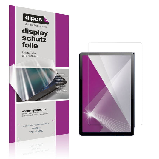 Klare Displayschutzfolie von dipos passend für Vasoun TAB 10 MAX, präziser Zuschnitt und blasenfrei montiert