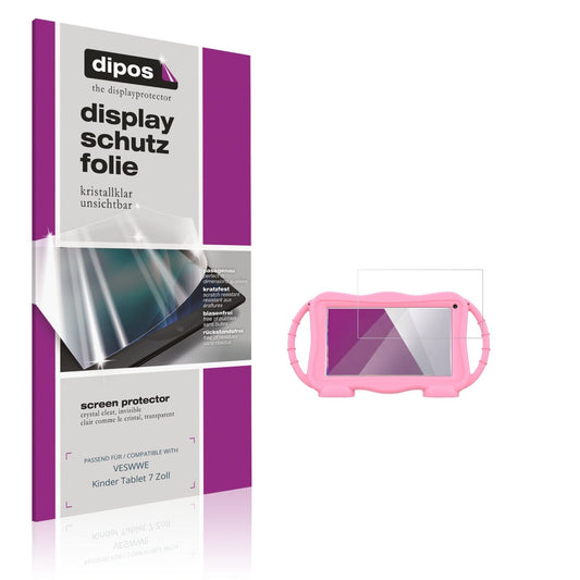 Klare Displayschutzfolie von dipos passend für VESWWE Kinder Tablet 7 Zoll, präziser Zuschnitt und blasenfrei montiert