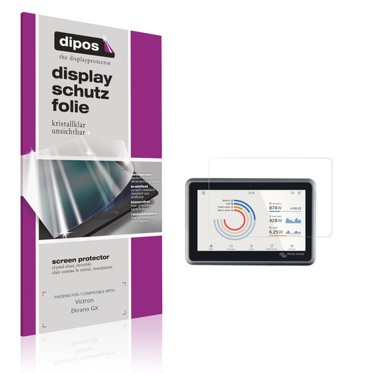 Klare Displayschutzfolie von dipos passend für Victron Ekrano GX, präziser Zuschnitt und blasenfrei montiert