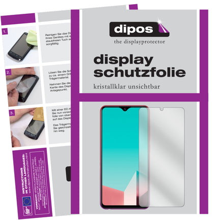 Klare Displayschutzfolie von dipos passend für Vivo U1, präziser Zuschnitt und blasenfrei montiert