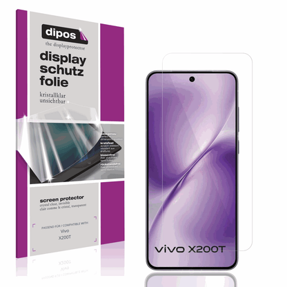 Klare Displayschutzfolie von dipos passend f�r Vivo X200T, pr�ziser Zuschnitt und blasenfrei montiert